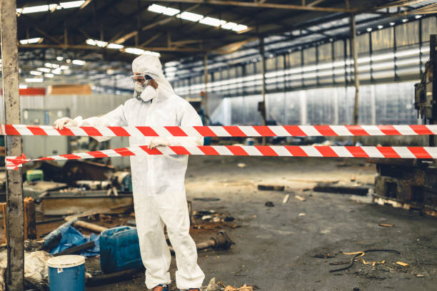Professional Sewage Cleanup technician working in Keene, CA